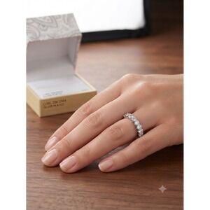 Charter Club Silver Plated Cubic Zirconia Eternity Band Ring Size 9